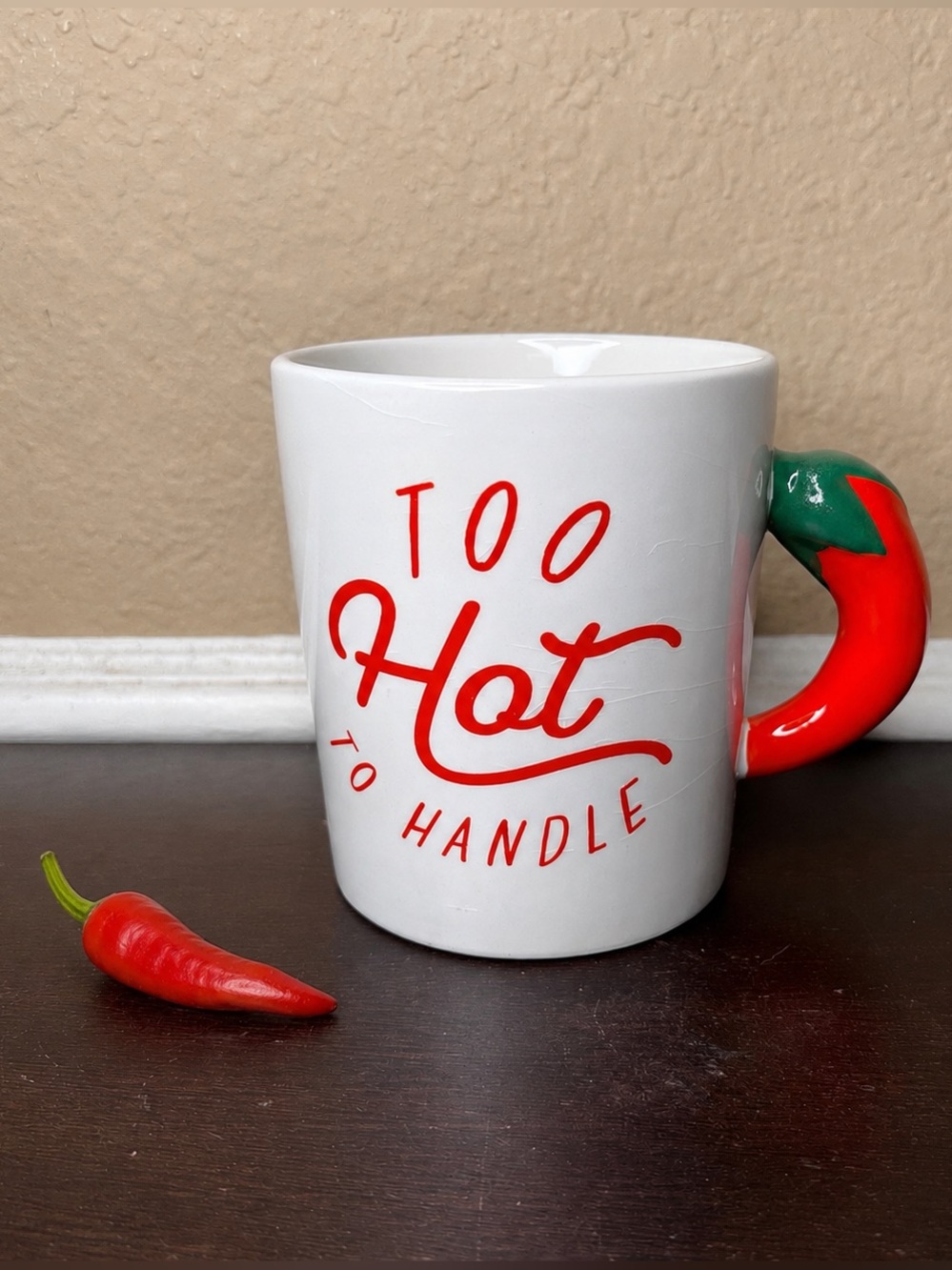 Vintage Oversized Chili Pepper Mug Too Hot to Handle Funny Kitchen Gift